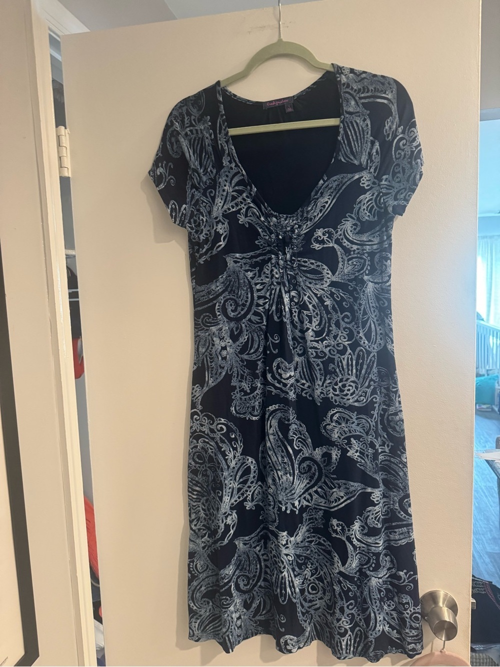 fresh produce navy Midi Dress with Light Blue Paisley
